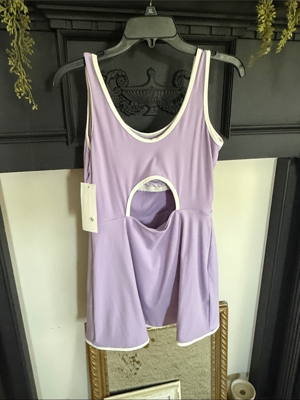 Lilac Tennis Dress with White Trim with built in shorts - Picture 2 of 4